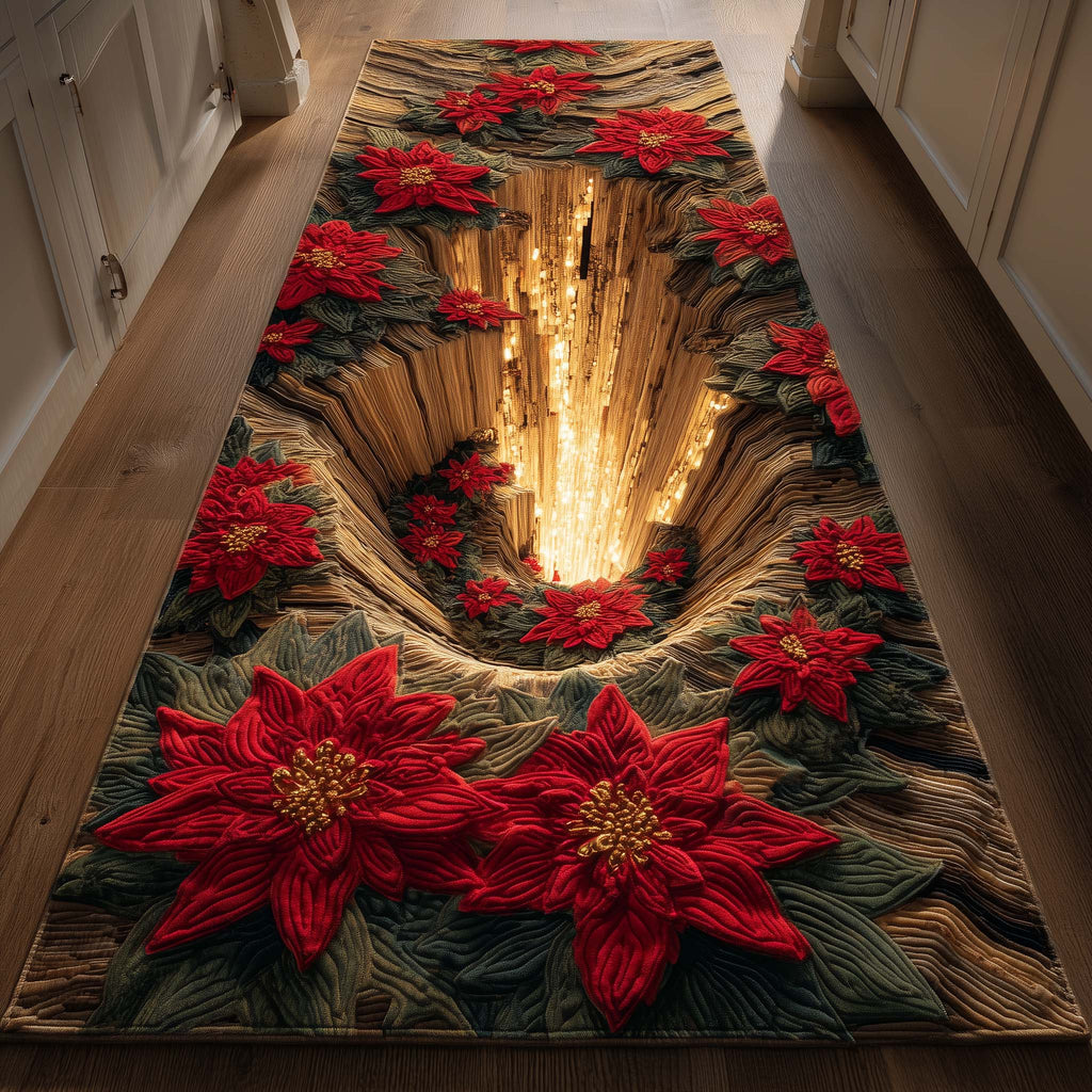 Festive Poinsettia Runner Rug