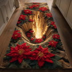 Festive Poinsettia Runner Rug