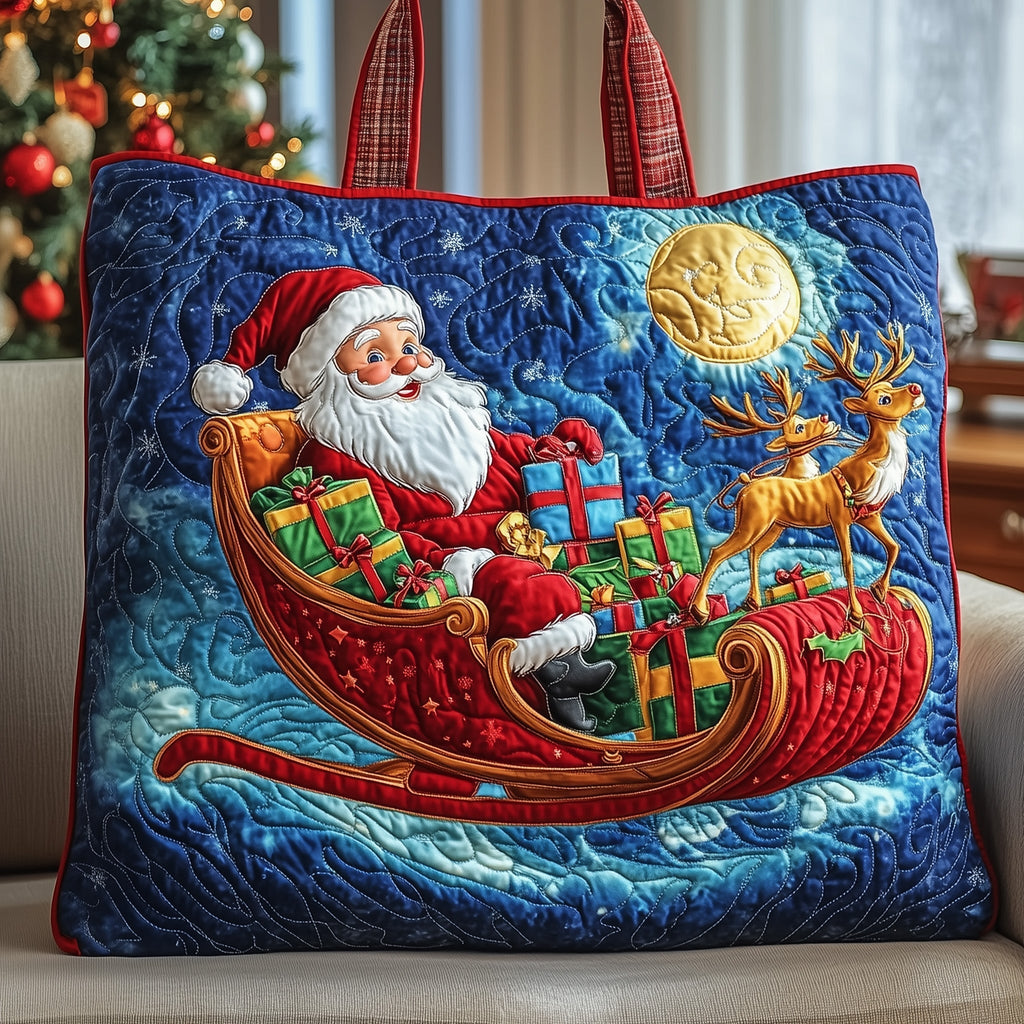 Velvet Crimson Sleigh Quilted Tote Bag