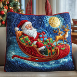 Velvet Crimson Sleigh Quilted Tote Bag