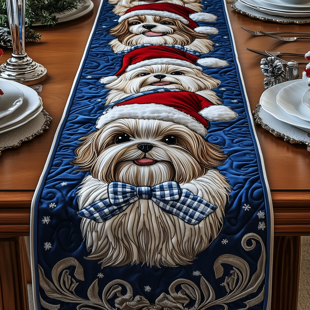 Christmas Shih Tzu Quilted Table Runner