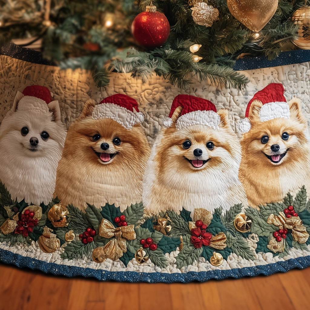 Pomeranian Quilted Tree Skirt