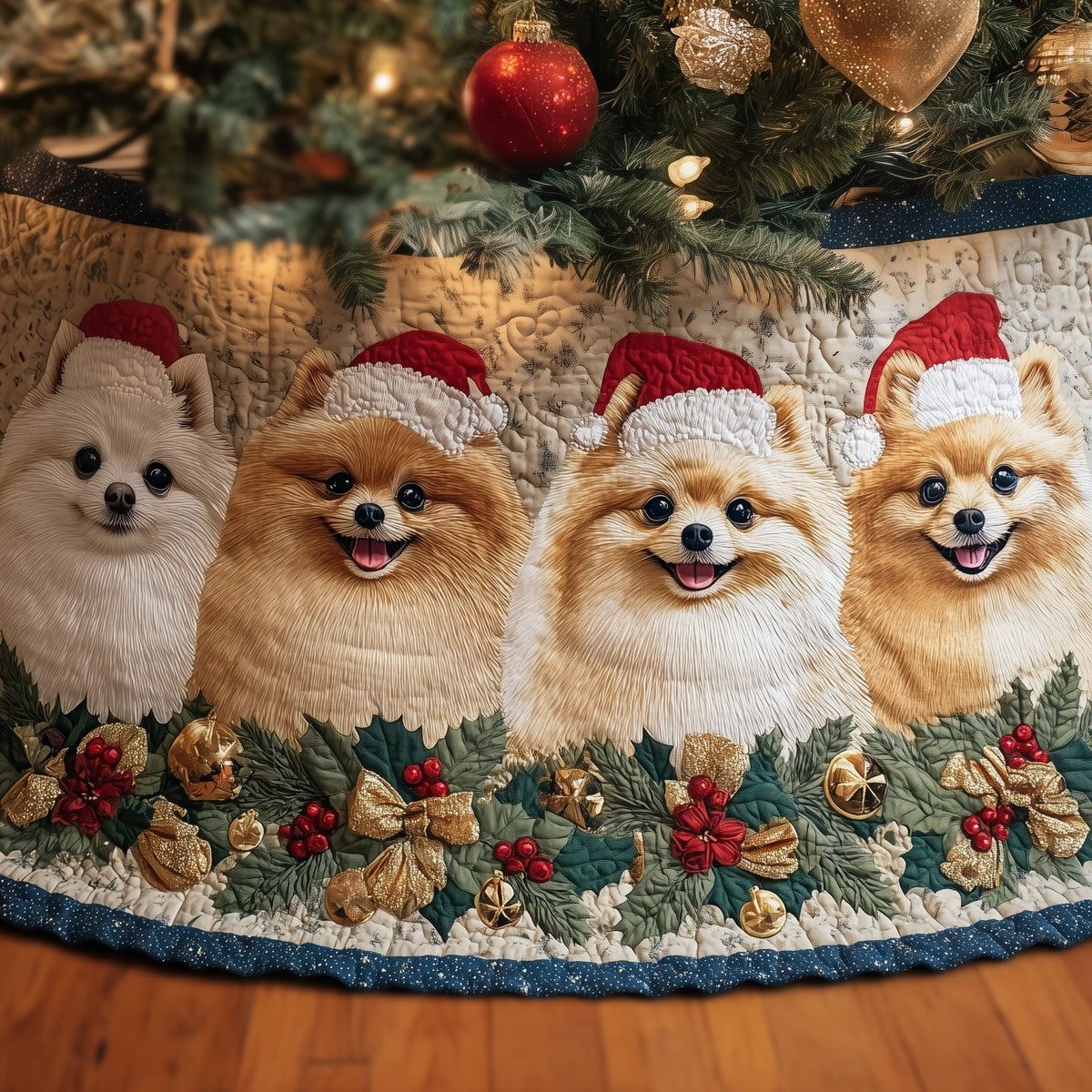 Pomeranian Quilted Tree Skirt