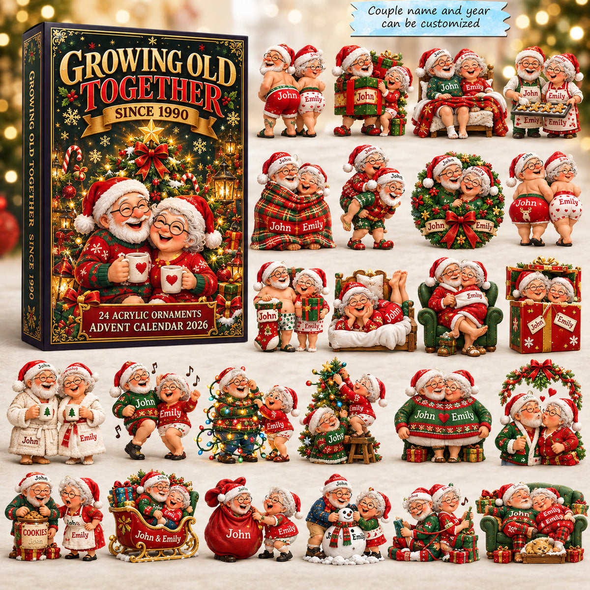 Growing Old Together Christmas Love Custom Name and Year Advent Calendar 2026