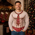 Hairy Chest Santa Funny Adult Crewneck Ugly Christmas Sweater