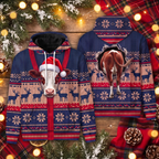 Hereford Cow Christmas Hoodie - Funny Santa Cow Faux Knit Print Farm Animal Christmas