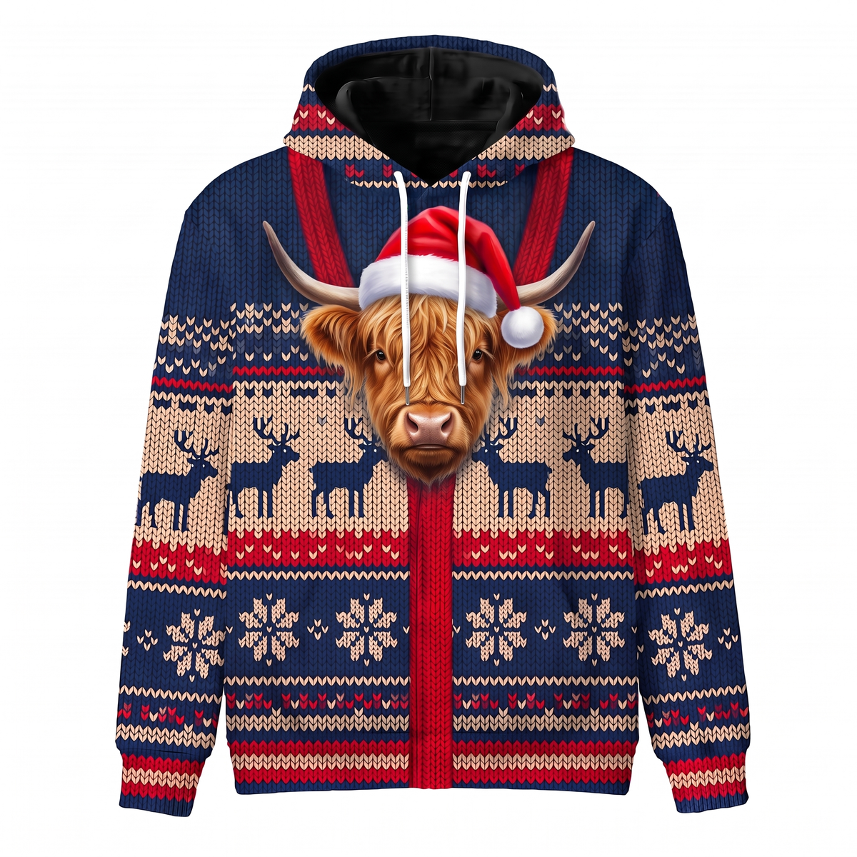Highland Cow Christmas Hoodie - Farm Animal Christmas Gift