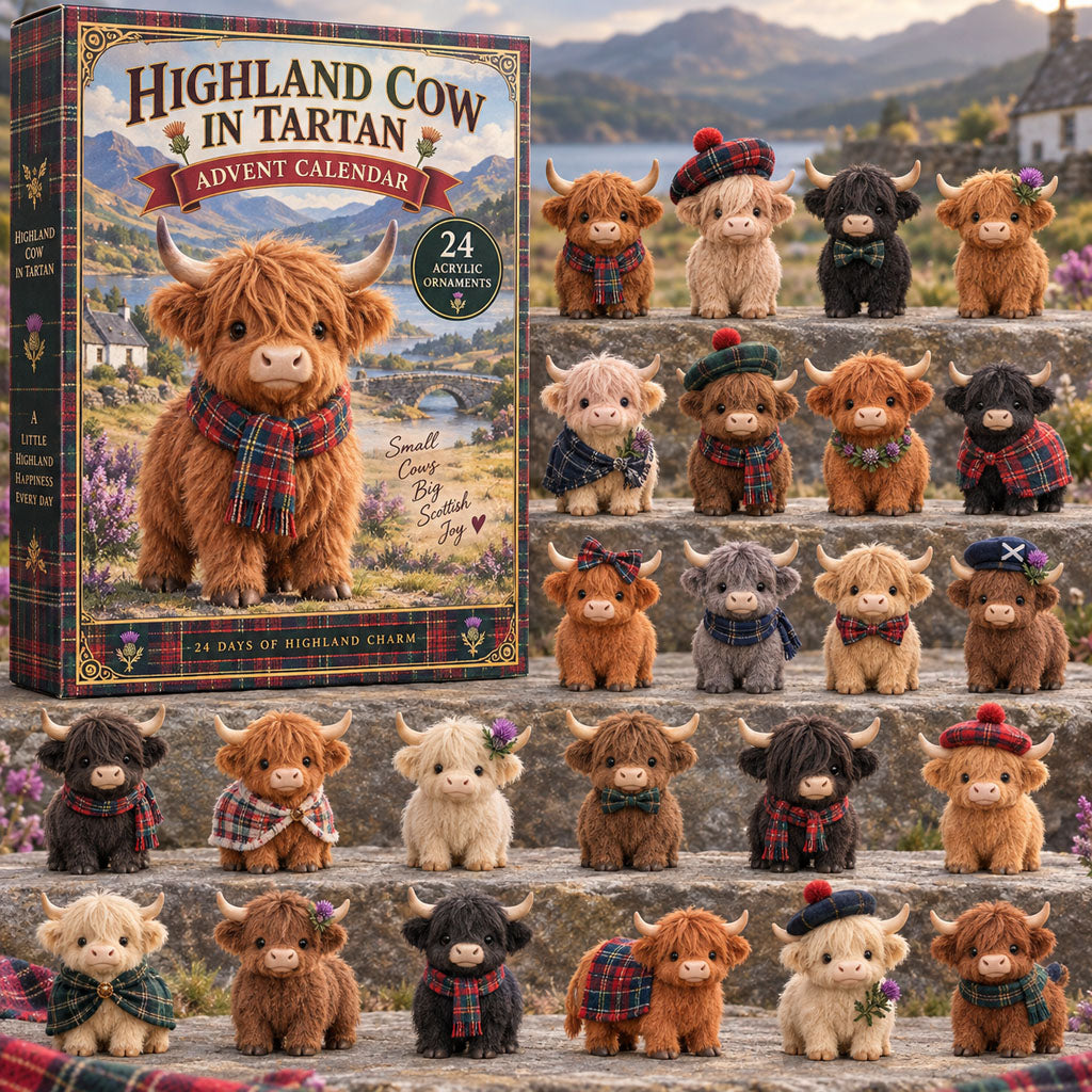Highland Cow In Tartan 24 Days Festive Countdown Advent Calendar 2026