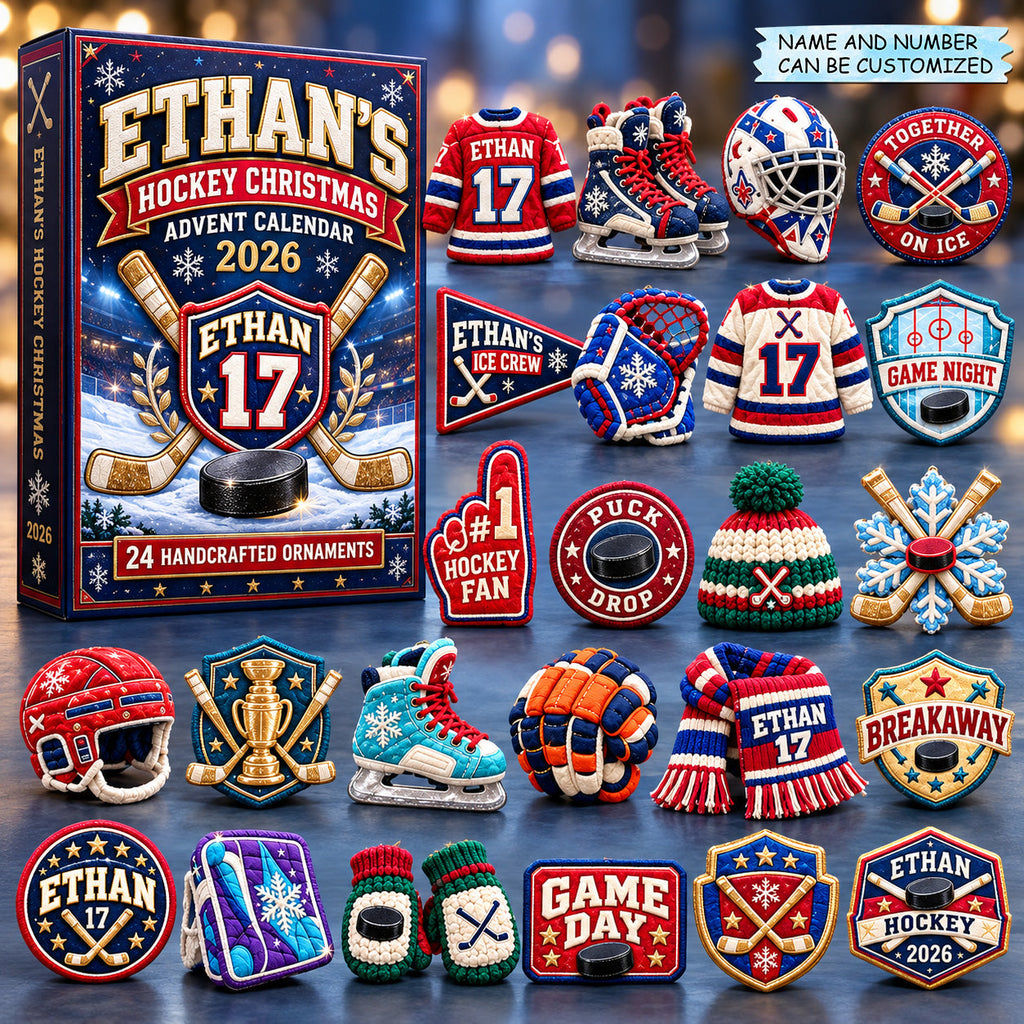 Hockey Christmas Custom Name and Number Advent Calendar 2026