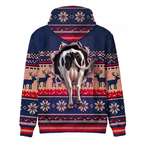 Holstein Cow Christmas Hoodie - Funny Santa Cow Faux Knit Print Farm Animal Christmas