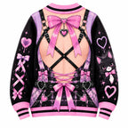 Kawaii Gothic Christmas Funny Anime Pink & Purple Printed Christmas Sweater