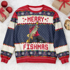 Merry Fishmas Gift For Fishing Lovers Personalized Photo Ugly Sweater