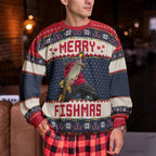 Merry Fishmas Gift For Fishing Lovers Personalized Photo Ugly Sweater