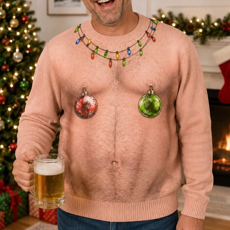 Naughty Christmas All-Over-Print Funny Holiday Illusion Design Sweater