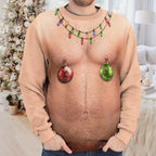 Naughty Christmas All-Over-Print Funny Holiday Illusion Design Sweater
