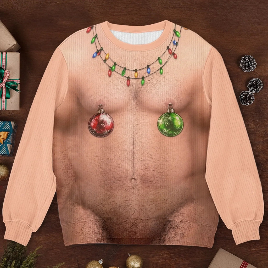 Naughty Christmas All-Over-Print Funny Holiday Illusion Design Sweater