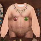 Naughty Christmas All-Over-Print Funny Holiday Illusion Design Sweater