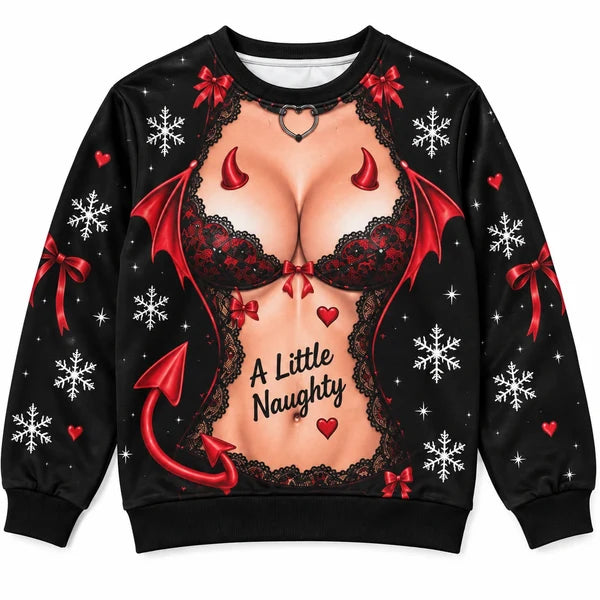 Naughty Christmas Funny Flirty Holiday Pullover Crewneck Sweater