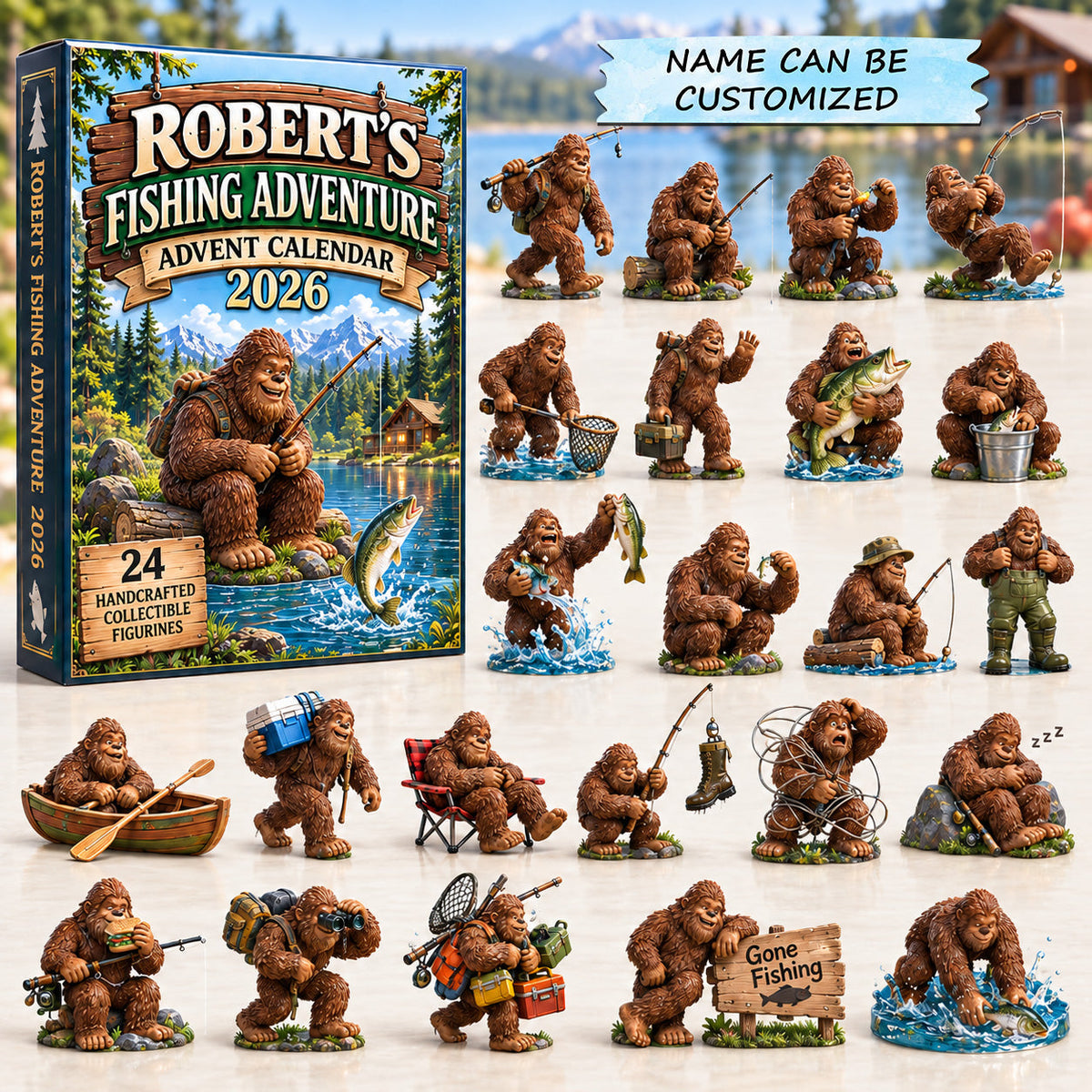 Personalized Bigfoot Fishing Adventure Advent Calendar 2026