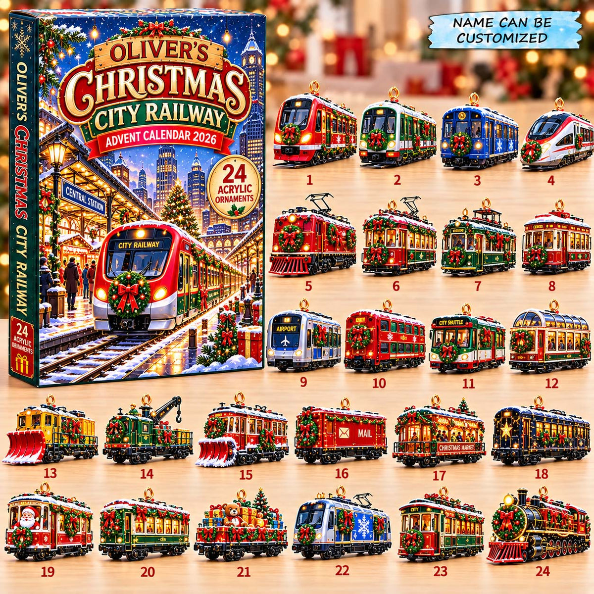 Personalized Christmas City Railway Advent Calendar 2026