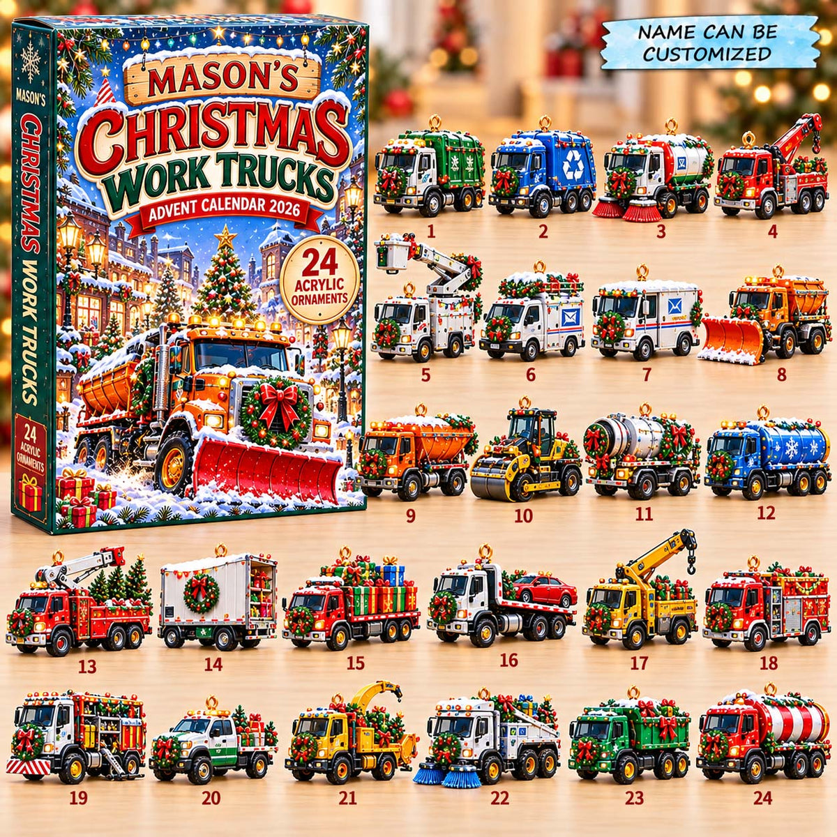 Personalized Christmas Work Trucks Advent Calendar 2026