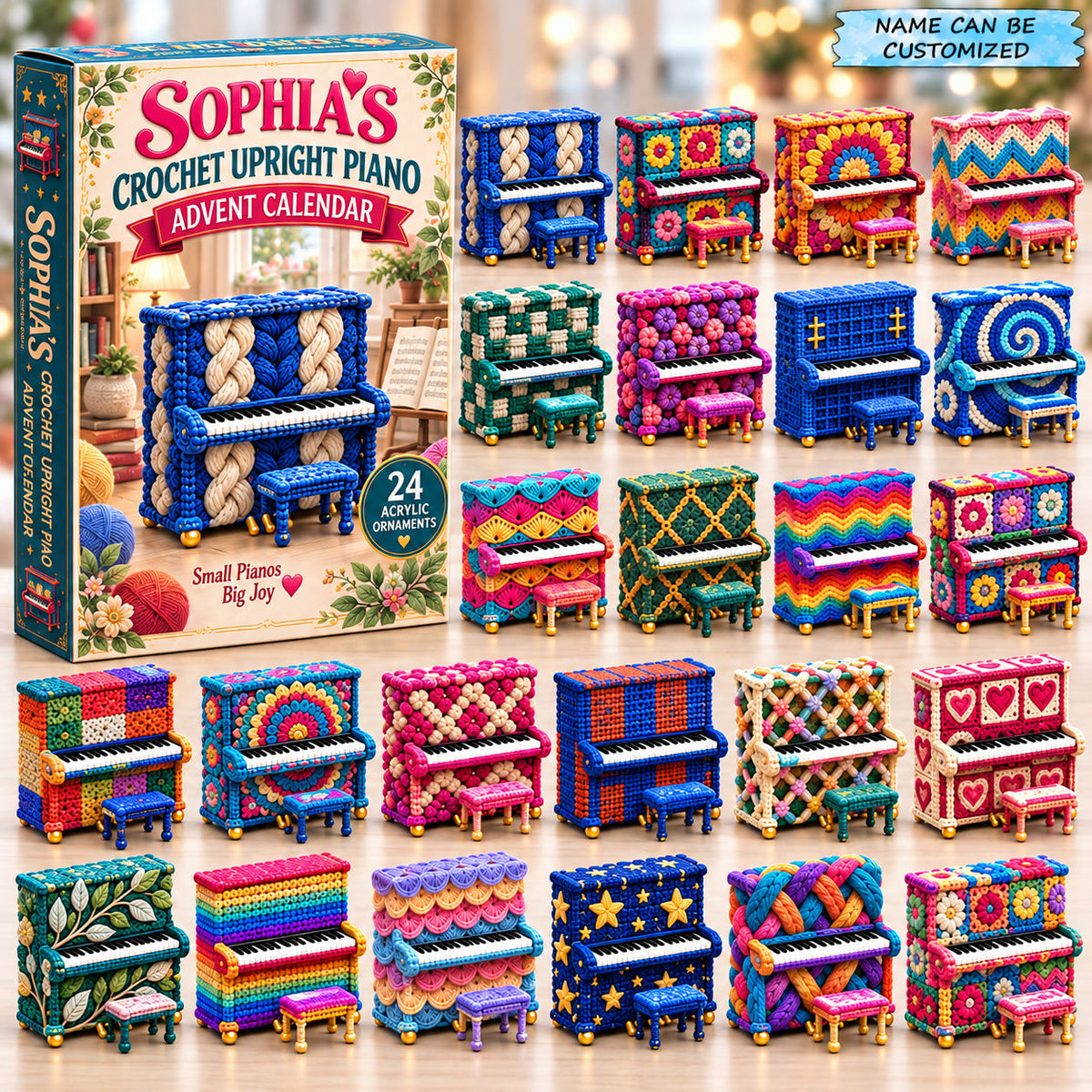 Personalized Crochet Upright Piano Advent Calendar 2026