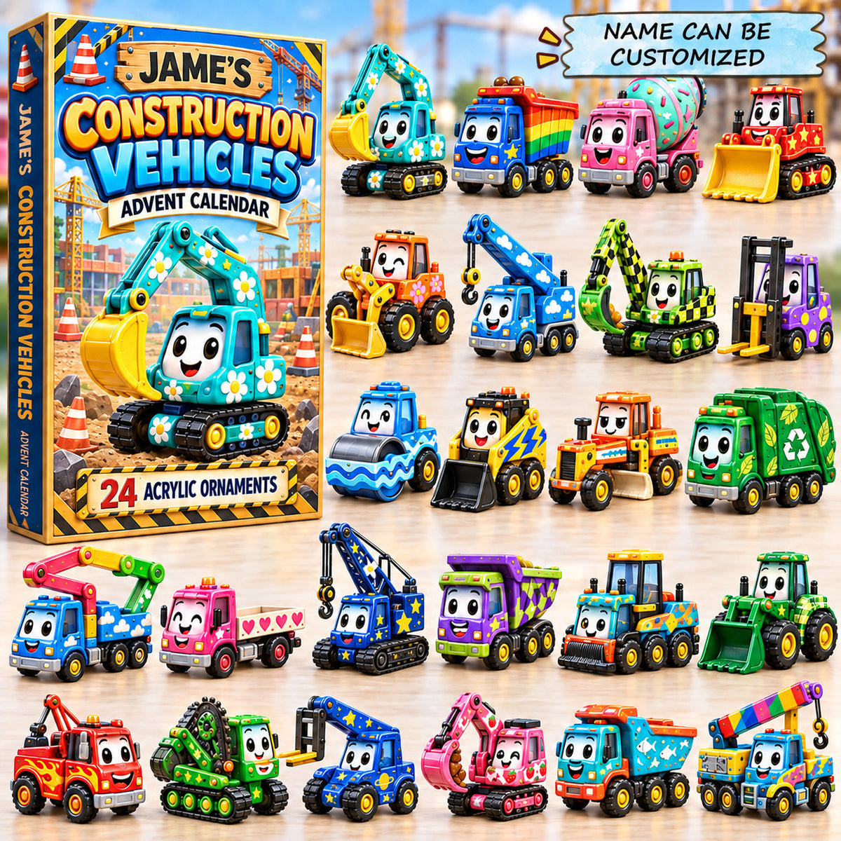 Personalized Cute Constructive Vehicles Advent Calendar 2026