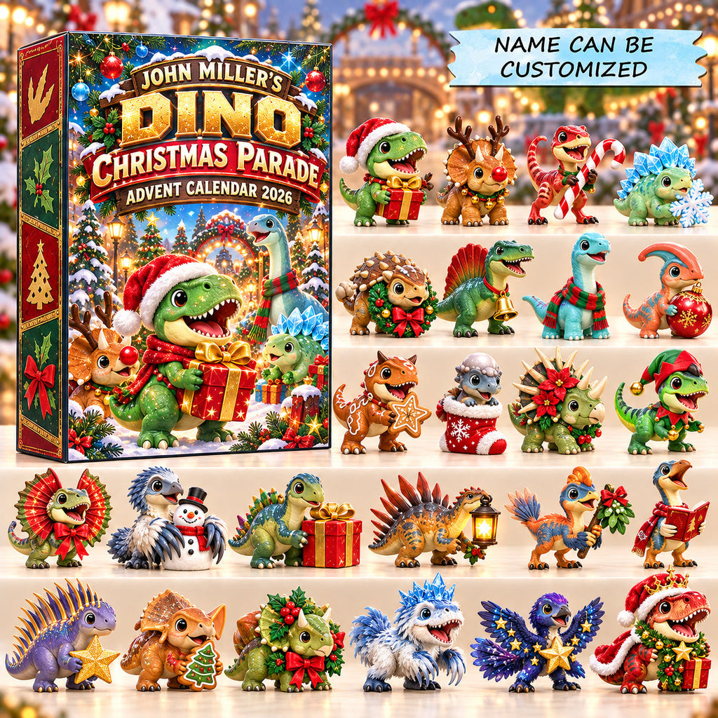 Personalized Dino Christmas Parade Advent Calendar 2026