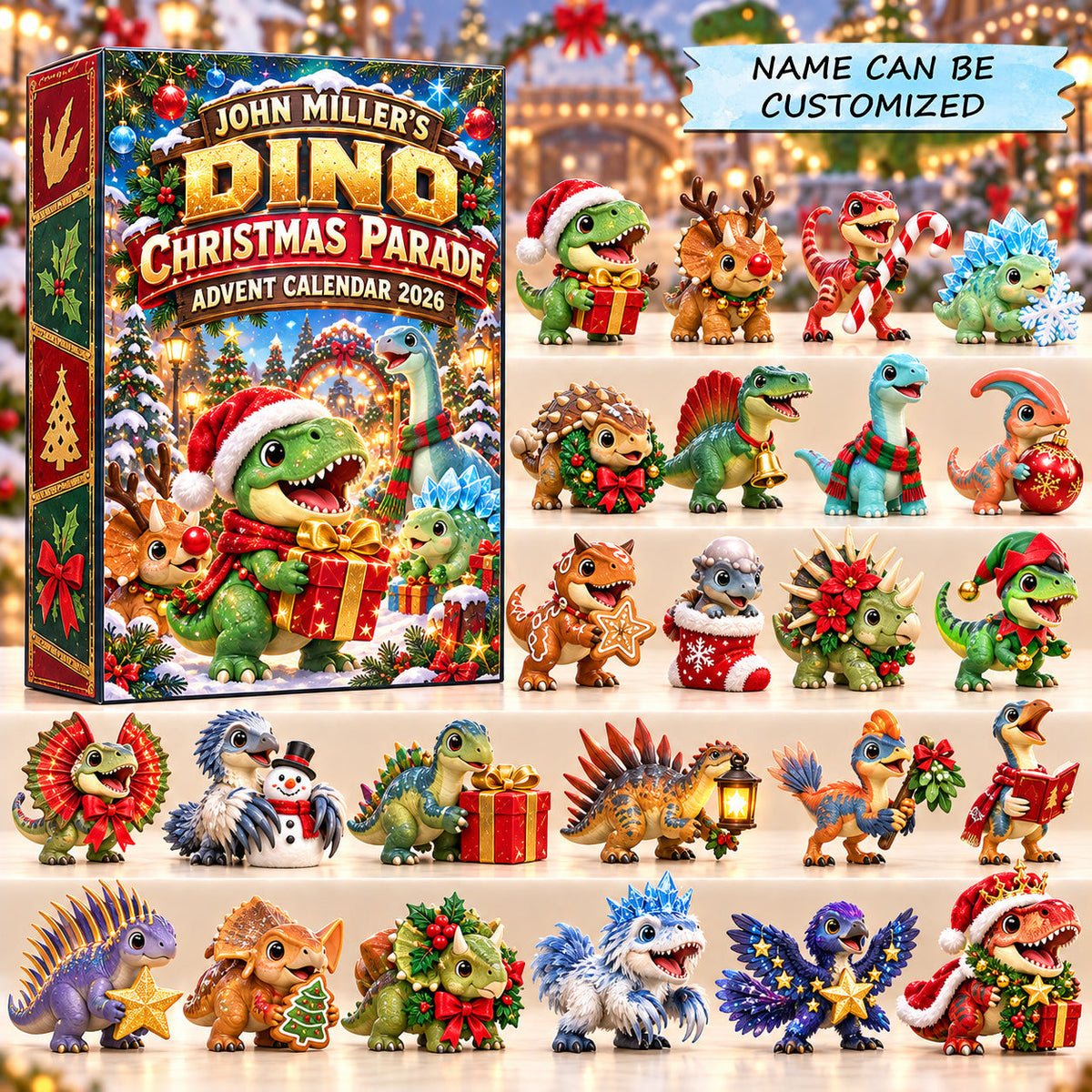 Personalized Dino Christmas Parade Advent Calendar 2026