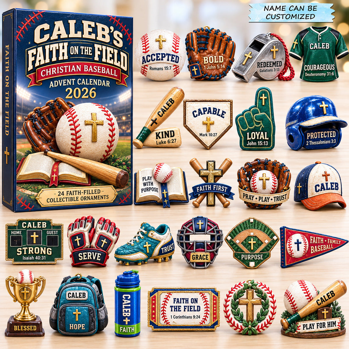 Personalized Faith on the Field Christian Baseball Advent Calendar 2026