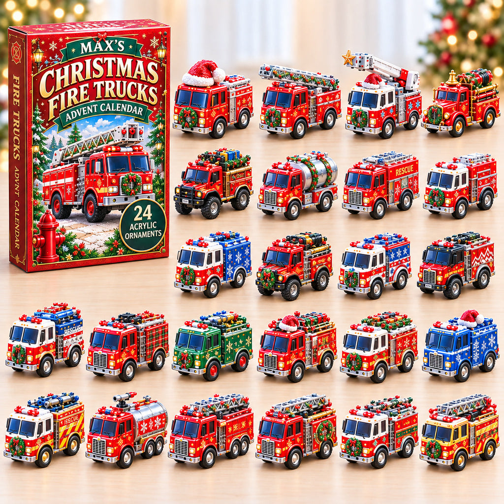 Personalized Firefighter Christmas Fire Trucks Advent Calendar 2026