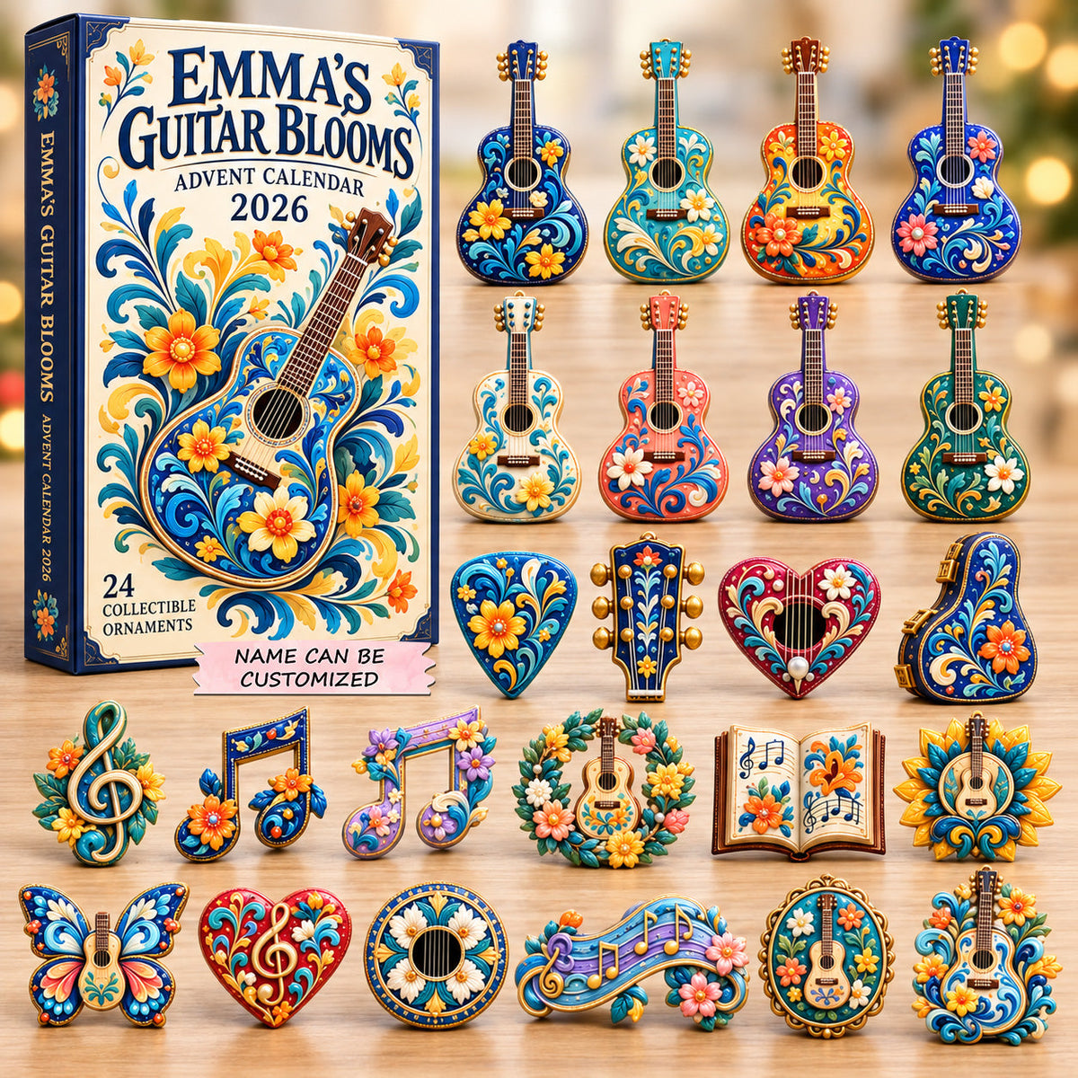 Personalized Floral Guitar Blooms Advent Calendar 2026