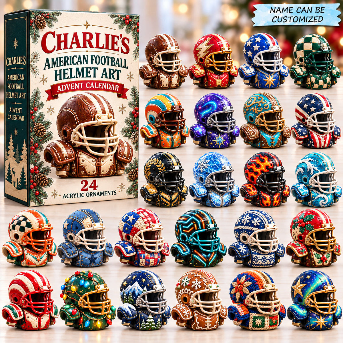 Personalized Football Helmet Art Collection Advent Calendar 2026