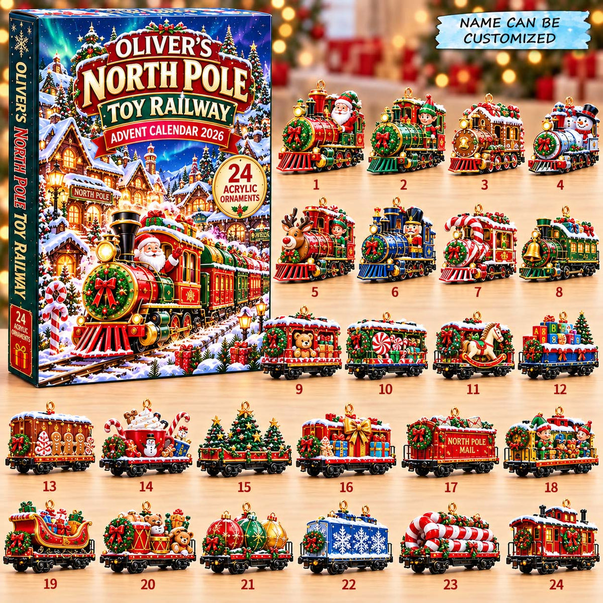 Personalized North Pole Toy Railway Advent Calendar 2026