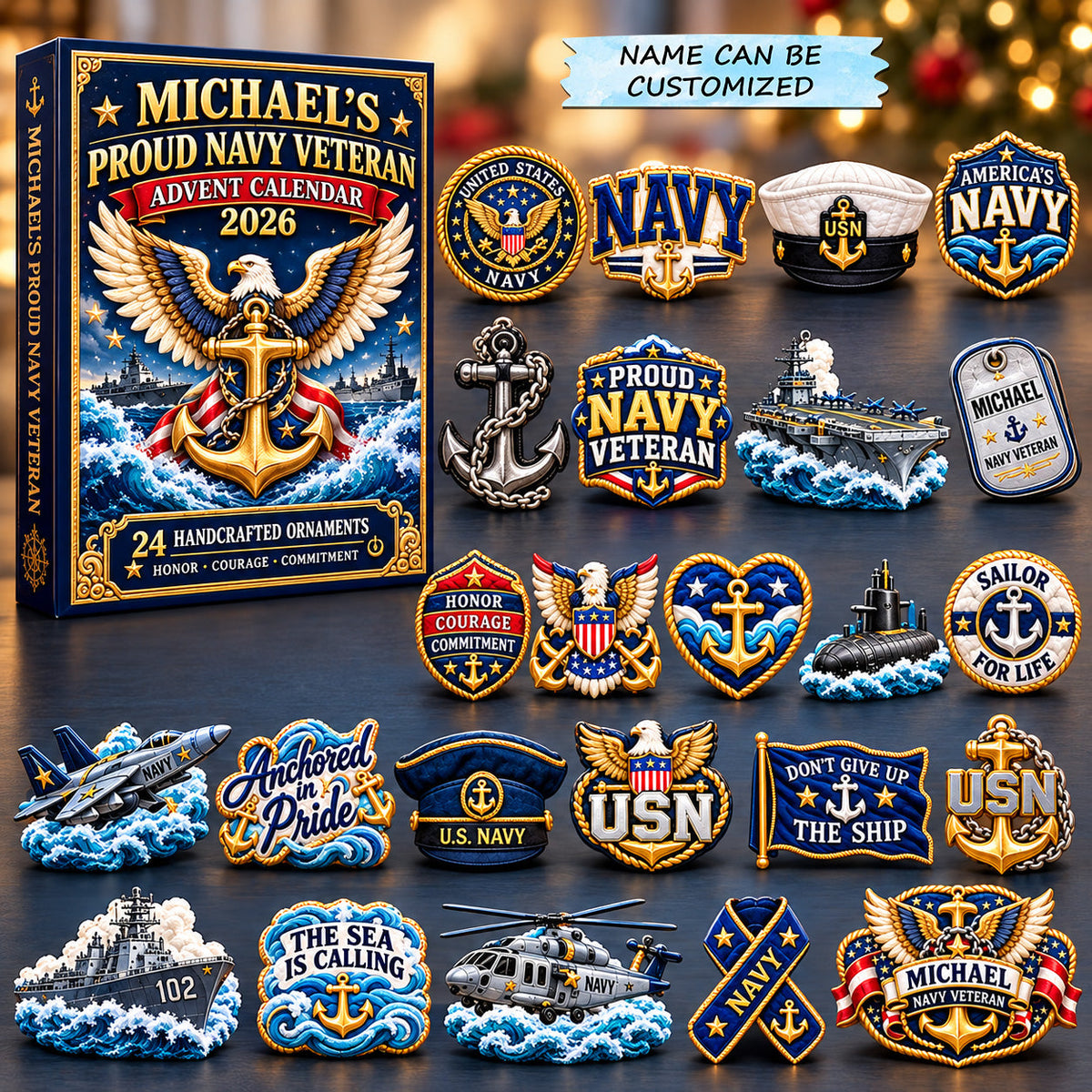Personalized Proud Navy Veteran Advent Calendar 2026