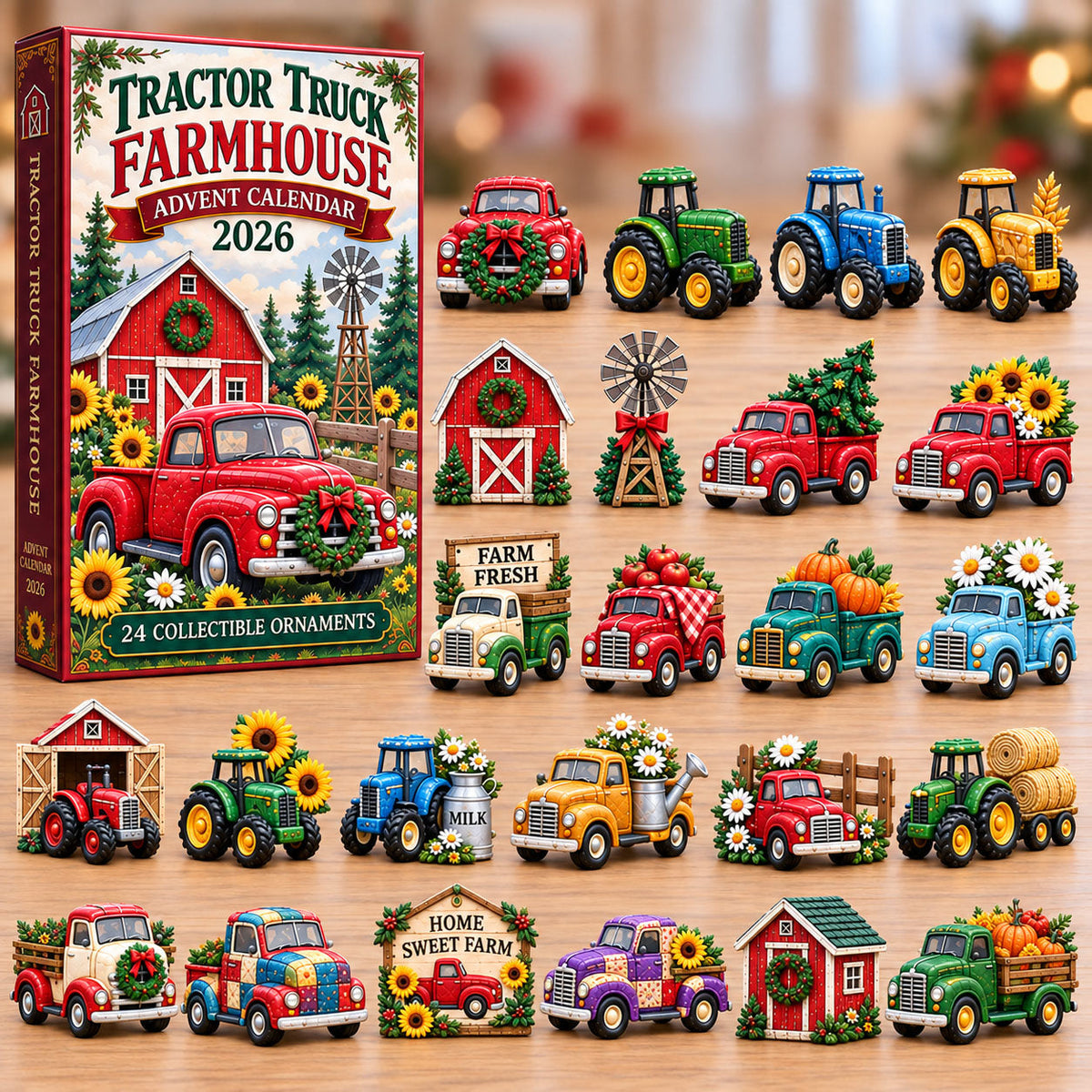 Personalized Tractor Truck Farmhouse Advent Calendar 2026