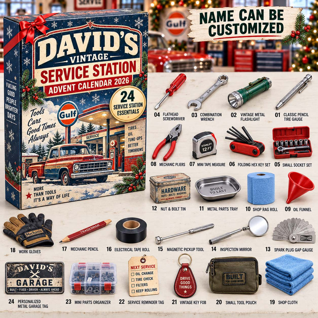 Personalized Vintage Service Station Limited Edition Advent Calendar 2026