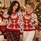Plaid Bustier Bow Print Ugly Christmas Sweater