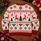 Plaid Bustier Bow Print Ugly Christmas Sweater