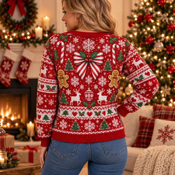 Sexy Santa Christmas Crewneck – Funny Printed Body Illusion Holiday Sweater