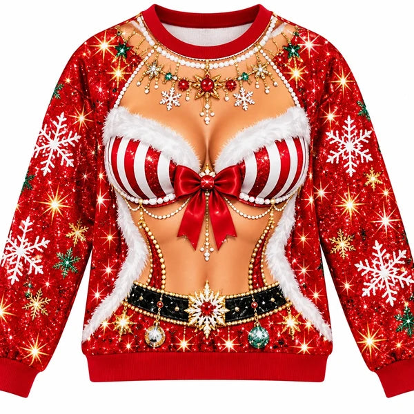 Sexy Santa Christmas Sparkling Ugly Christmas Sweater