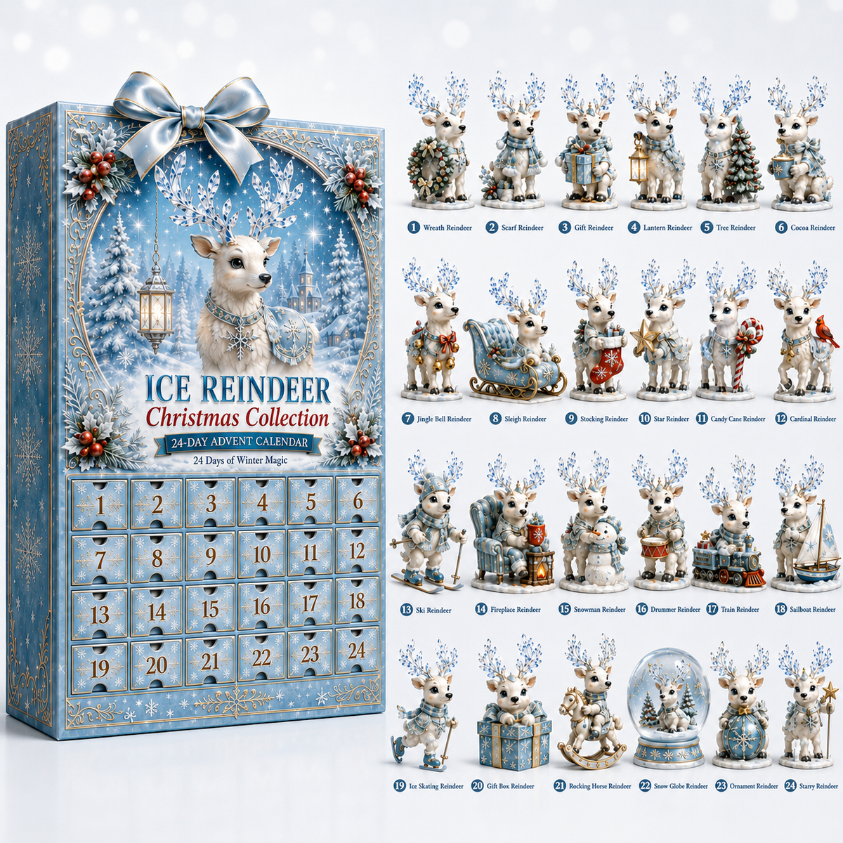 Snowy Reindeer Ornament 24 Days Christmas Countdown Advent Calendar 2026
