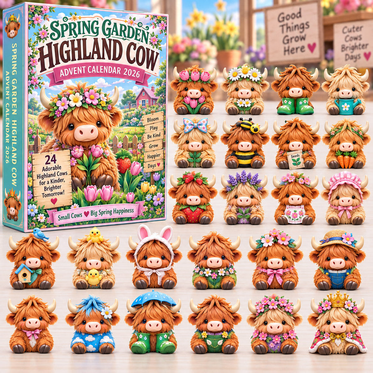 Spring Garden Highland Cow Advent Calendar 2026