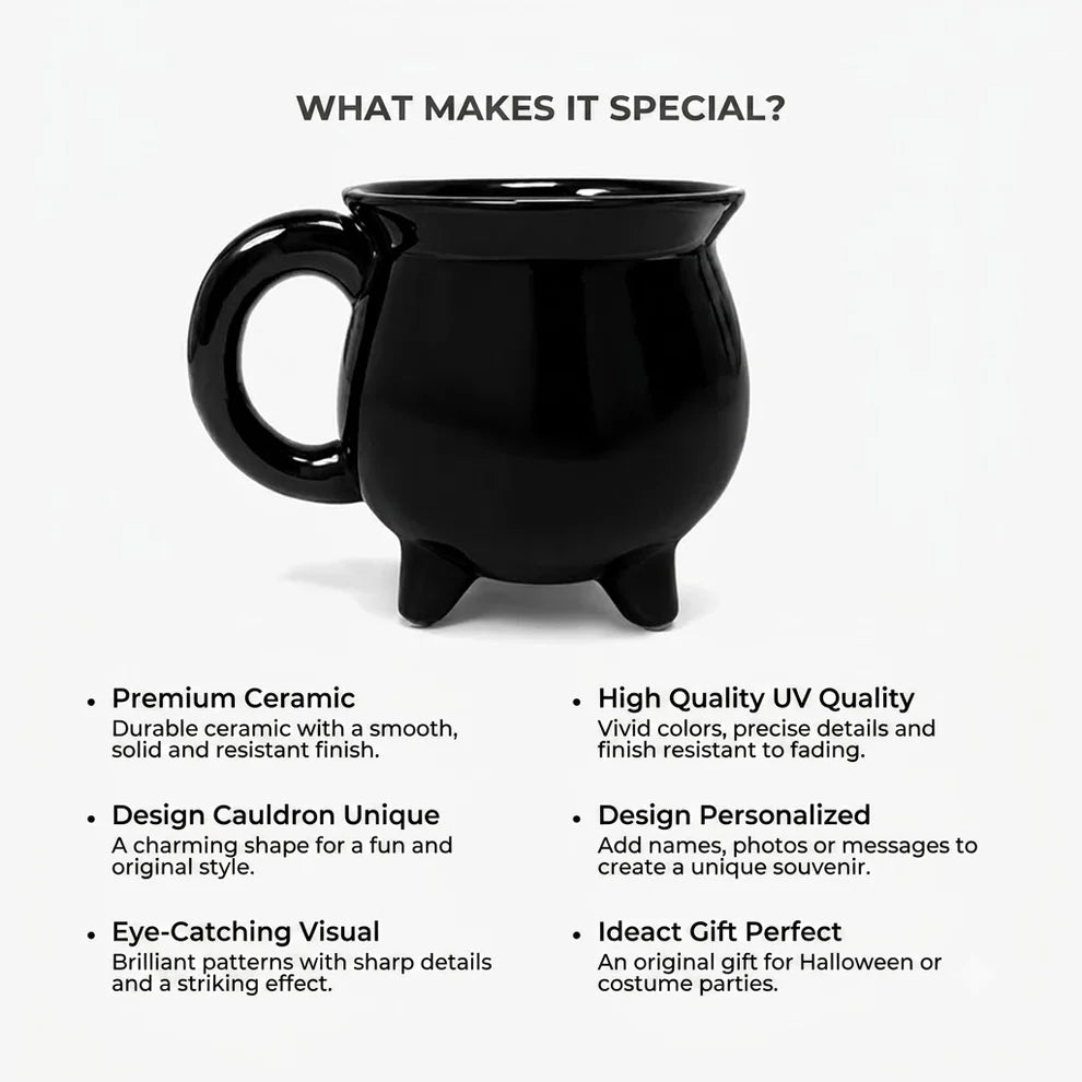 Personalized Stained Glass Witch Cauldron Mug Magical Gothic Cup