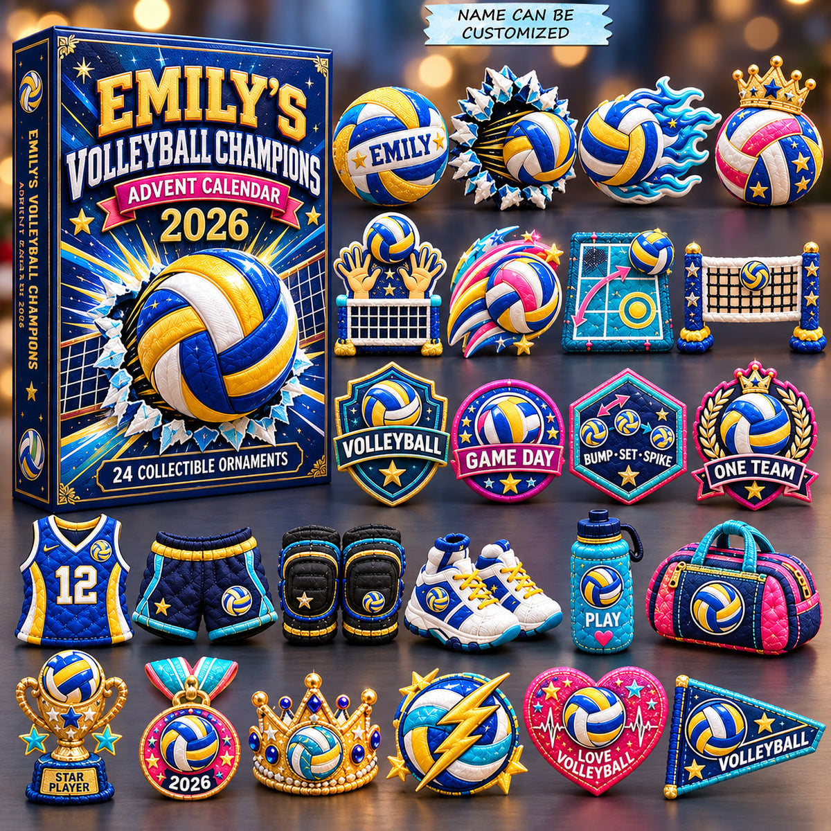 Volleyball Champions Custom Name and Number Advent Calendar 2026