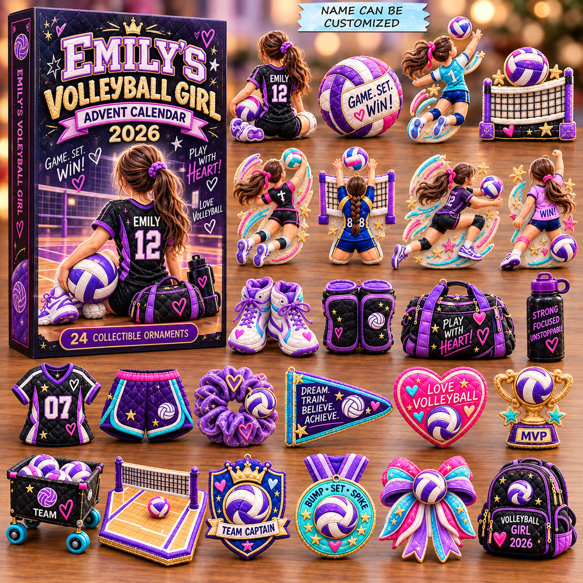 Volleyball Girl Custom Name and Number Advent Calendar 2026