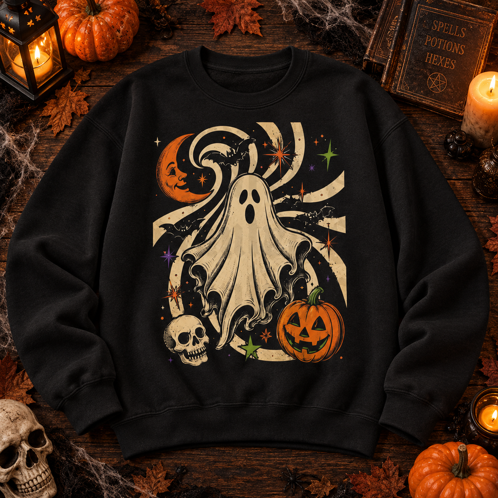 Retro Halloween Ghost & Pumpkin Shirt Vintage Spooky Apparel