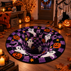 Halloween 3D Optical Illusion Round Rug – Creepy Ghosts & Jack-O'-Lanterns