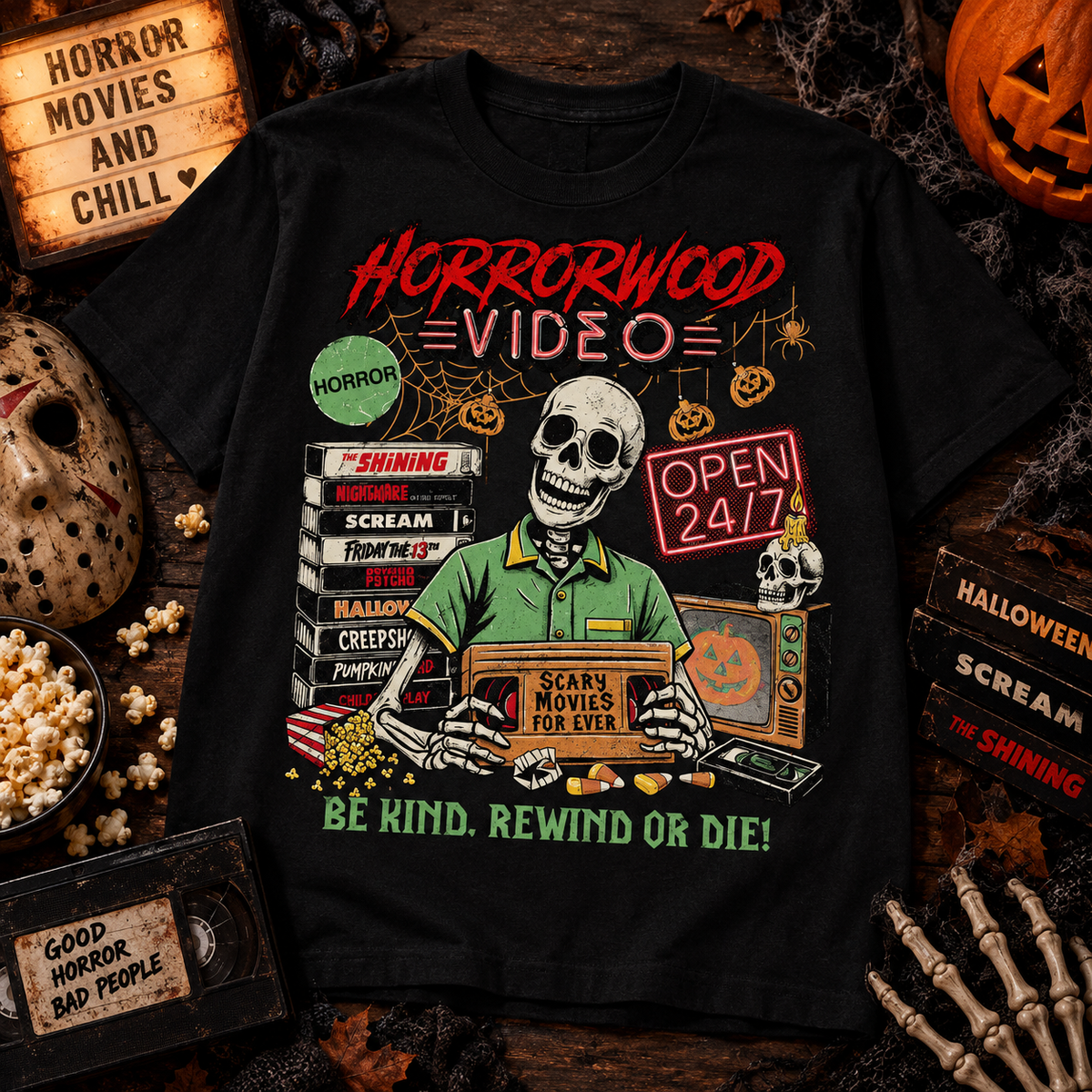 Horrorwood Video Shirt Retro Horror Movie Tee