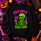 Cold Brew Cold Soul Shirt Funny Skeleton Coffee Tee